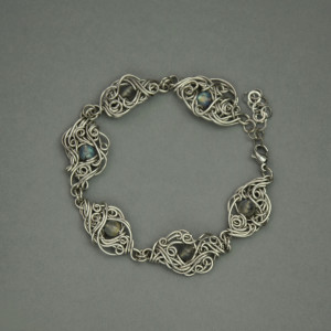 Bransoletka kolorowe labradoryty wire wrapping 6