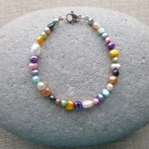 Bransoletka kolorowe naturalne perły