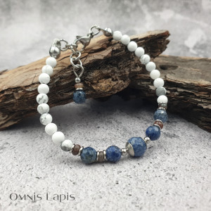 Bransoletka kontrastowa- howlit, sodalit, agat indyjski