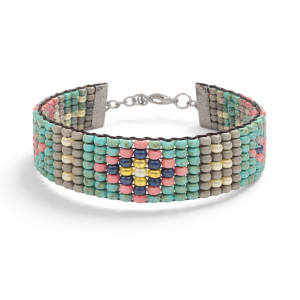 Bransoletka koralikowa w stylu Boho - Kolory Ziemi i Nieba