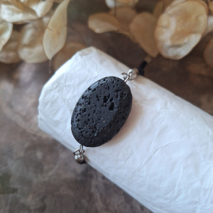 Bransoletka lawa wulkaniczna regulowana czarna