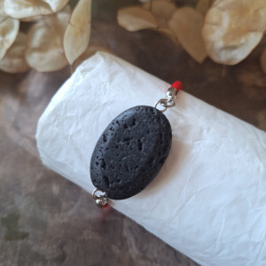 Bransoletka lawa wulkaniczna regulowana czerwona