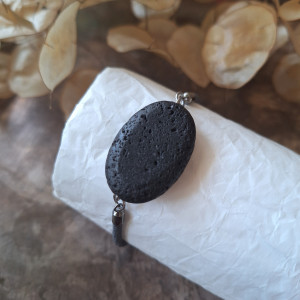 Bransoletka lawa wulkaniczna regulowana szara