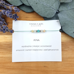Bransoletka makrama ZODIAK - RAK - amazonit, opal