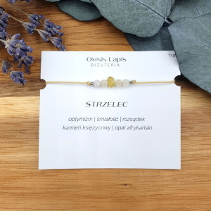 Bransoletka makrama ZODIAK - STRZELEC - kamień księżycowy, opal