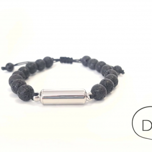 Bransoletka męska mini urna na prochy (lawa wulkaniczna)