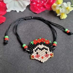 Bransoletka na sznurku "Frida w czerwonym* z koralików Preciosa