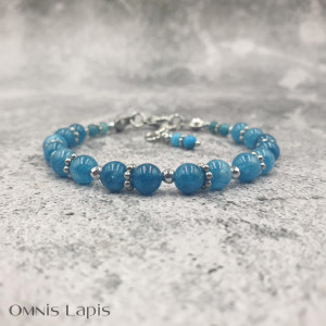 Bransoletka niebiański błękit - jadeit apatytowy