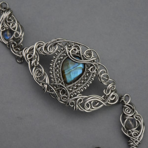 Bransoletka niebieski labradoryt wire wrapping 3