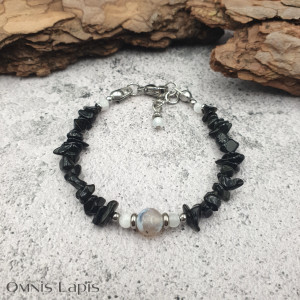 Bransoletka noc i dzień - obsydian i selenit