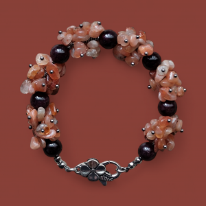 Bransoletka "Ogień i Radość" z kamieni słonecznych i granatów