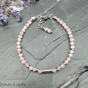 Bransoletka perłowy róż - kocie oko