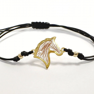 Bransoletka pozłacana koń z sierścią (srebro 925)