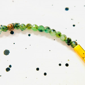 BRANSOLETKA RĘCZNIE ROBIONA Z NATURALNEGO AGATU MSZYSTEGO I HEMATYTÓW