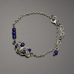 Bransoletka regulowana lapis lazuli wire wrapping