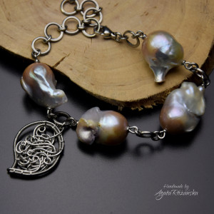 Bransoletka regulowana perły barokowe