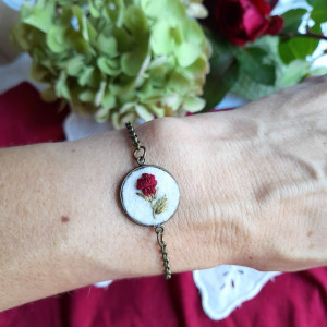 Bransoletka Róża ogrodowa bordo