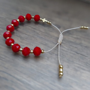 Bransoletka Różaniec Koronka Czerwona Szklane Korale