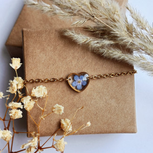 Bransoletka serduszko z niezapominajką