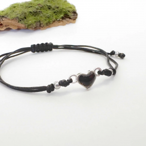 Bransoletka serduszko z sierścią zwierząt (srebro 925)