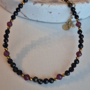 Bransoletka Turmalin Czarny i Rubin