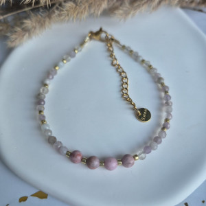 Bransoletka Turmalin różowy i jaspis zebra