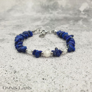 Bransoletka w błękicie królewskim - lapis-lazuli, agat, jadeit