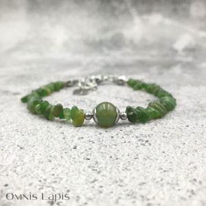 Bransoletka w kojącej zieleni - nefryt kanadyjski i jadeit