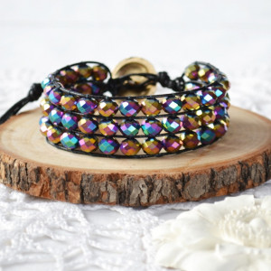 Bransoletka Wrap tęczowy kryształ