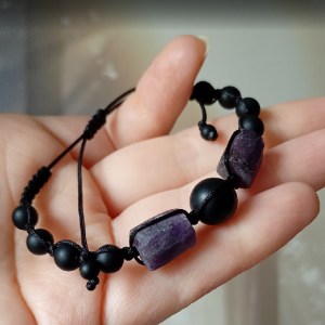 Bransoletka wytrwałości i silnej woli - ametyst & onyks