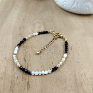 Bransoletka z kamieni - agat i muszla 1