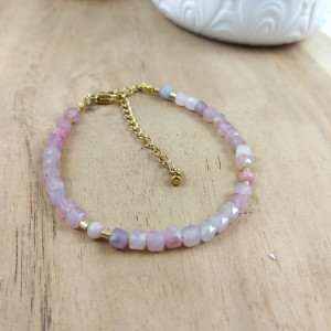 Bransoletka z kamieni - kwarc różowy