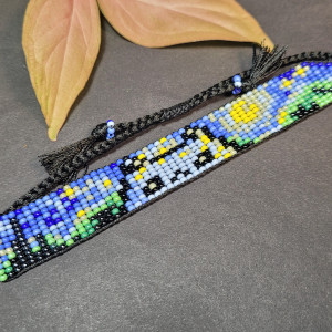 Bransoletka z kotkiem w stylu "Gwiażdzista Noc" van Gogha z koralików