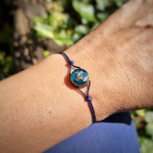 Bransoletka  z kwiatami niezapominajkami