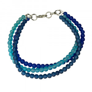 Bransoletka z matowych koralików w odcieniach morza w216