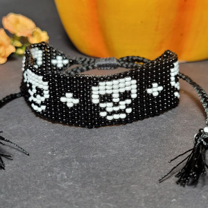 Bransoletka z motywem czaszki styl rokowy punk gotycki halloween