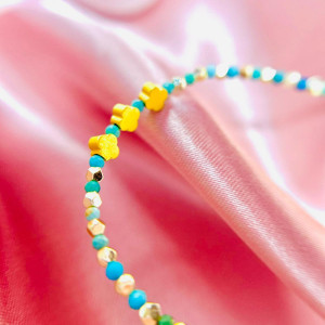 BRANSOLETKA Z NATURALNYCH HEMATYTÓW I TURKUSU