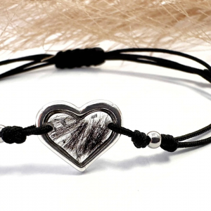 Bransoletka z sierścią zwierząt w kształcie serca (srebro 925)