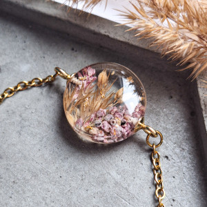 Bransoletka z żywicy suszone kwiaty polne