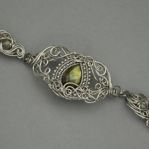 Bransoletka złote labradoryty wire wrapping 2