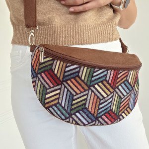 Brązowa Nerka na ramię  wielokolorowa