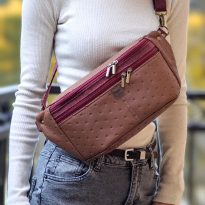 brązowo-bordowa damska nerka XL