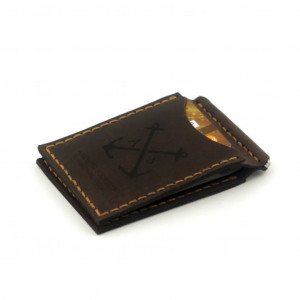 Brązowy portfel z klipsem na banknoty