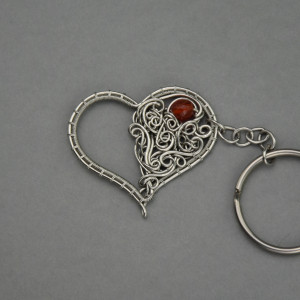 Brelok breloczek serce karneol wire wrapping 2