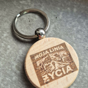Brelok drewniany  góry linia życia prezent dla wielbicieli gór