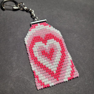 Brelok "Serce" tkany ręcznie z koralików prezent na Walentynki