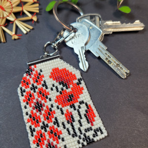 Brelok z makami ludowy ornament breloczek zawieszka do kluczy torebki