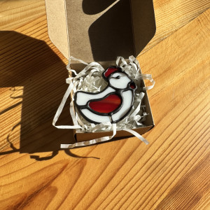 Broszka witrażowa "Kurka" w stylu rustykalnym Witraż Tiffany