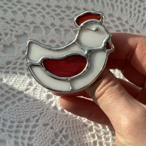 Broszka witrażowa Kurka w stylu rustykalnym Witraż Tiffany