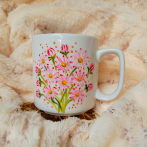 Bukiet dla stokrotki ręcznie malowany kubek 270 ml.